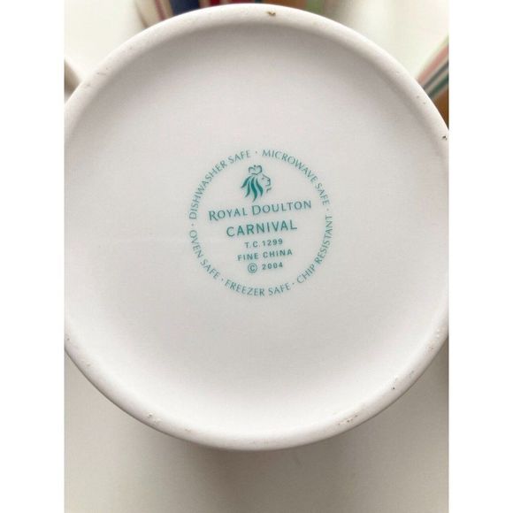 3 Piece ROYAL DOULTON Carnival T.C.1299 Striped Mug Sugar Bowl Creamer Set - Picture 10 of 16